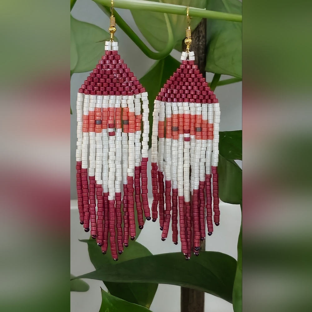 Women's earrings made of Czech beads Santa Claus Christmas gift